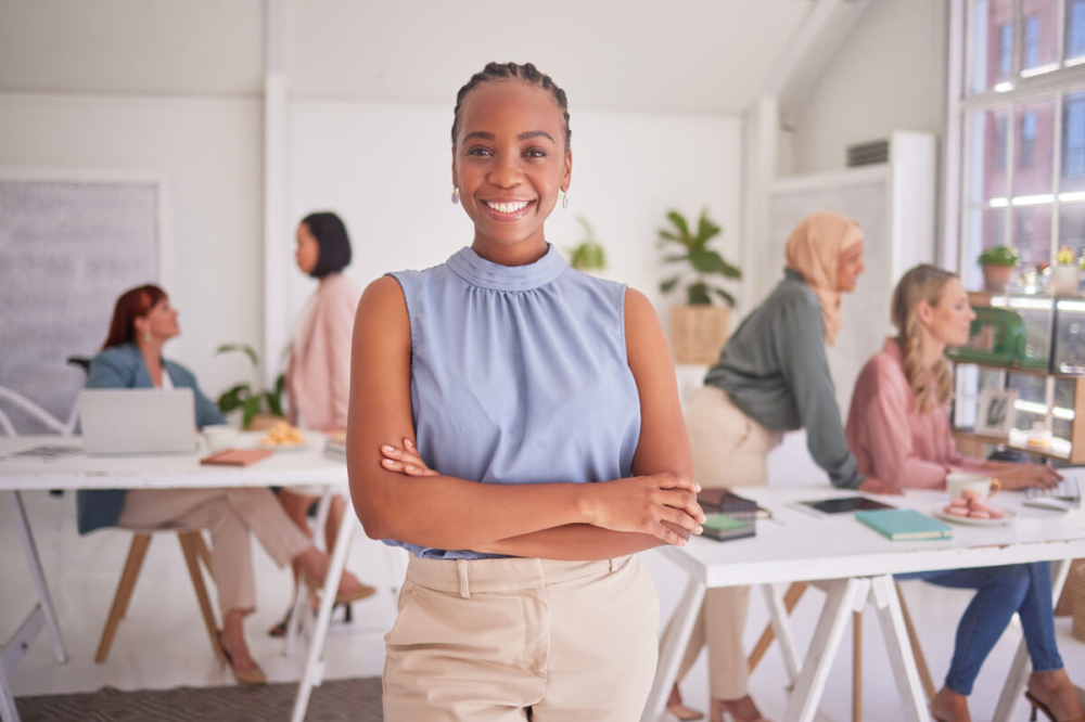 diverse group of women in an office
